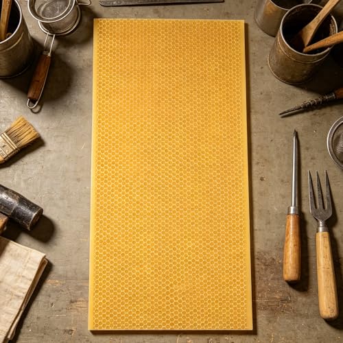 KICHOUSE 4pcs Beekeeping Tools: Wax Coated Foundation Sheets Beehive Equipment Beeswax Sheets for Beekeeping Furniture Polishing Wood Finishing, 16.7x8.4in, Yellow - color: Yellow