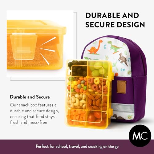 Snack Box Containers Set of 2-Reusable,100 Dissolvable Labels, 8 Adjustable Compartments, Dishwasher Safe, BPA-Free, Meal Prep Container, PARENT TESTED PARENT APPROVED AWARD (2 Pack) (Yellow) - color: Yellow, size: Small