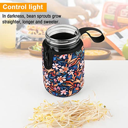 Beautyflier Mason Jars 32oz Wide Mouth Sleeve Regular Mouth Mason Jars Insulators Drinking Glass Coolers Sprouting Jars Blackout Sleeve (Colorful Flowers) - color: Colorful Flowers