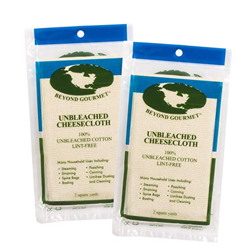 Beyond Gourmet 044/2 Extra-fine Unbleached Cheesecloth, 100-Percent Cotton, Chlorine Free, 2 Yards, 18-Square Feet, UNB Cheese Cloth, 2, White
