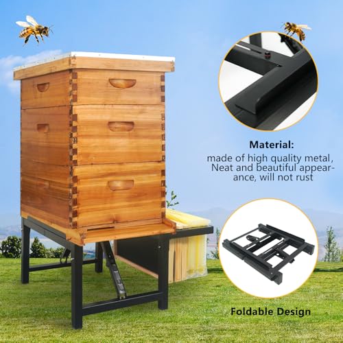 Adjustable Metal Hive Stand Hive Frame Holder with Adjustable Length Black Metal Beehive Stand Easy to Assemble Bee Stand for Beekeeping - size: 1 PCS