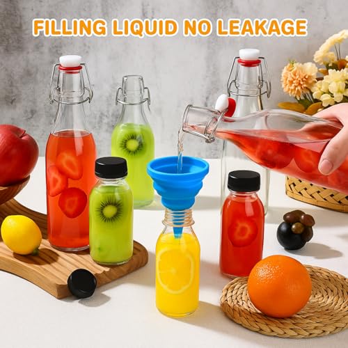 Maxdot 24 Set Swing Top Glass Bottles 8/12/18oz Flip Top Beer Brewing Bottles with Stopper Lids for Home Brewing Beer, Juice, Tea, Wine, Fermentation, Kombucha, Mead, Vinegar Bonus 2 Pourers