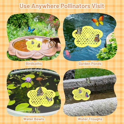 4 Pack Floating Bee Island- 7.7 Inch EVA Foam Floating Bee Watering Station for Garden- Bees Feeder Butterfly Waterer Bee Baths Pollinator, Outdoor Garden Decor