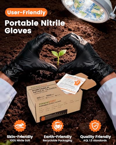 TREEGO Black Individually Wrapped Nitrile Gloves Bundle, Small, 110 Pairs Total, Disposable 5 Mil Latex Free Powder Free Gloves for BBQ, Food Prep, Outdoor Cooking, Catering, Cleaning & Everyday Use