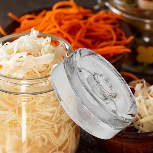 Wide Mouth Mason Jar Fermentation Glass Weight Lid, Heavy Jar Weight for Pickles and Fermentor Use, Multi-function Sturdy Glass Fermenting Cover