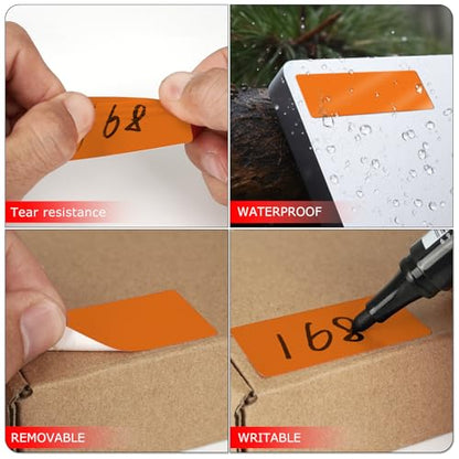 Orange Rectangle Stickers 2 x 1 Inch Color Coding Labels Vinyl Roll Self-Adhesive Waterproof Removable 500 PCS - color: Orange