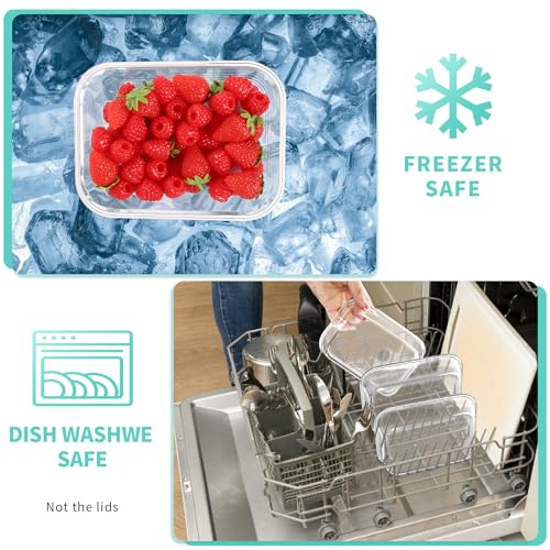 Skroam 10-Pack Glass Meal Prep Containers, Food Storage Containers with Snap Locking Lids, Airtight Bento Boxes for Microwave, Oven, Freezer and Dishwasher - color: 5PACK 36OZ + 5PACK 12.5OZ