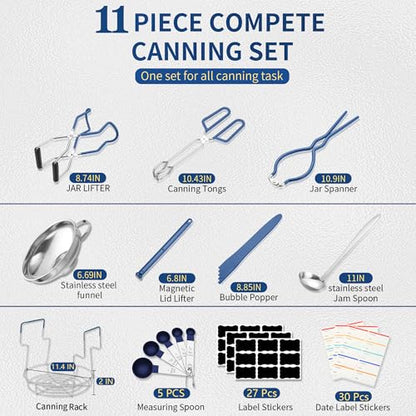 Gemfino Canning Supplies Starter Kit with Canning Rack,Canning Kit for Beginners - color: Blue
