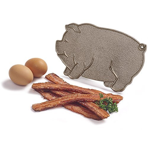 Norpro Cast Iron Pig Shaped Bacon Press with Wood Handle