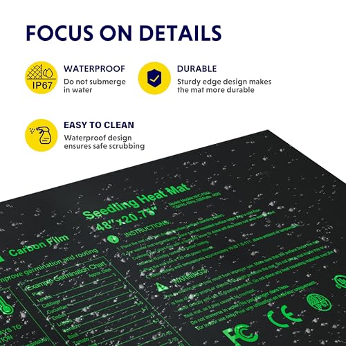 iPower 48” x 20.75” Seeding Heat Mat Upgraded Carbon Film Indoor Warm Hydroponic Plant Germination Starting Pad Durable Waterproof - size: 48" x 20.75", style: Upgraded Carbon Film