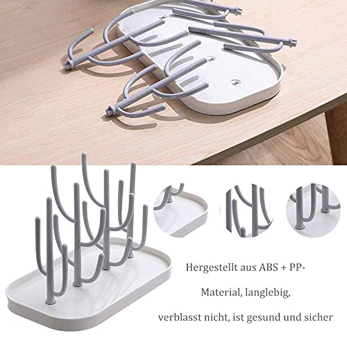Bottle Drying Rack,Drying Rack for Kitchen Counter,Detachable Bottle Dryer Holder with Base.for Nipples,Cups,Pump Parts and Accessories(Gray) - color: Gray