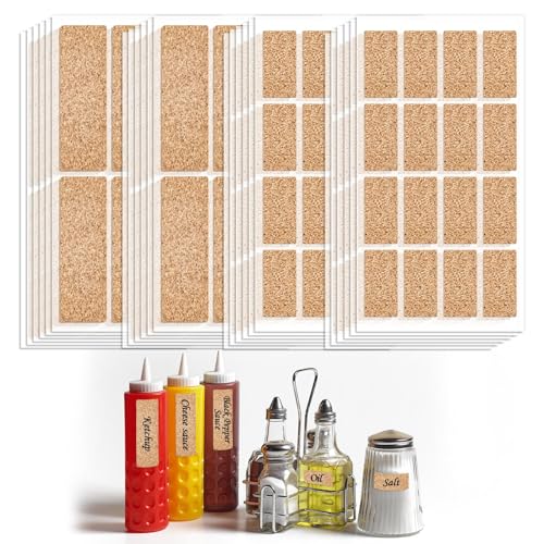 264 Pcs Cork Wooden Label Stickers, 2 Sizes Waterproof Self Adhesive Name Tag Stickers, Rectangle Blank Stickers Labels for Glass Bottles Food Containers Storage Bins Organizing (Beige)