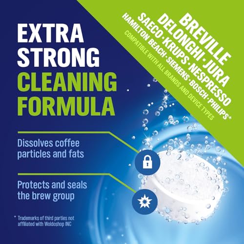 WoldoClean Coffee Maker Cleaning Tablets 150 Pack - Espresso Cleaner | Compatible with DeLonghi, Jura, Breville, Gaggia, Krups, Philips, Saeco - size: 150 Count (Pack of 1)