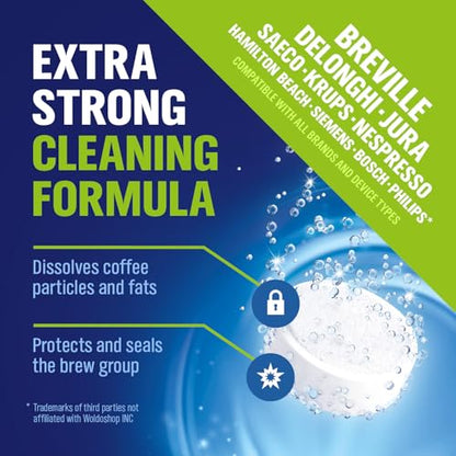 WoldoClean Coffee Maker Cleaning Tablets 150 Pack - Espresso Cleaner | Compatible with DeLonghi, Jura, Breville, Gaggia, Krups, Philips, Saeco - size: 150 Count (Pack of 1)