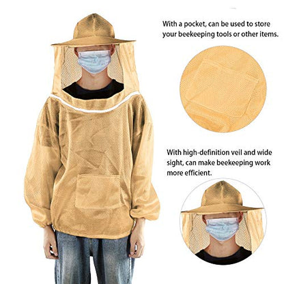 Beekeeping Jacket, Bee Suit Bee Jacket with Veil Professional Ventilated Beekeeper Suit Beekeeping Tools (Orange and Yellow) - color: Orange and Yellow