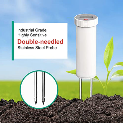 Digital Soil pH Meter, Industrial Grade Soil pH Tester with Calibration-Free LCD Display, High Accuracy Soil pH Pen, Soil pH Monitor for Garden, Lawn, Plant (White)