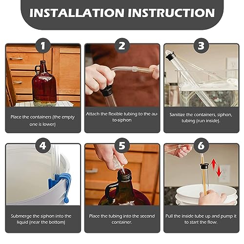 Auto Siphon Homebrew, Auto Siphon 14 Inch Homebrew Pump with Tubing and Clamp Clear Wine Making Kit for Small Batch Beer Kombucha Wine, Pump