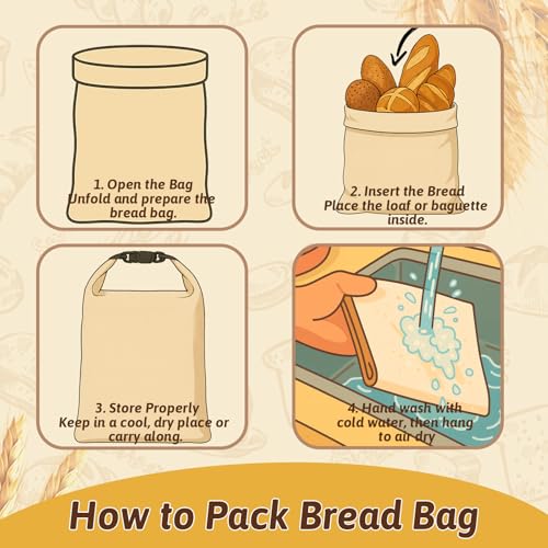 Reusable Beeswax Bread Bags Set – 2 Large Organic Linen Bread Bags (17 x 13 Inches) + 3 Beeswax Wraps for Food, Homemade Bread, Bagel,Sourdough, Freezer Safe & Keeps Food Fresh - color: Bread Bags-Coffee