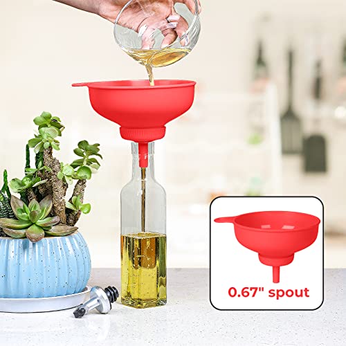Wide Mouth Kitchen Funnel, Food Grade Plastic Cooking Canning Funnel with 4 Sizes Spouts for Filling Wide and Regular Mason Jars, Spray Dropper Oil Bottle Jug Spices Shampoo Sauce