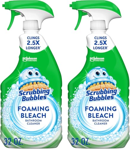Scrubbing Bubbles Foaming Bleach Bathroom and Shower Cleaner Disinfectant Spray, Helps Erase Mold & Mildew, 32oz (Pack of 2) - size: 32 Ounce (Pack of 2)