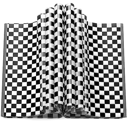100 Pcs Black & White Checkered Wax Paper Sheets for Food, Wax Paper for Sandwich Wrap, Deli Wraps, Picnic Basket Liners, 8.6 x 9.8 inches - color: Black/White