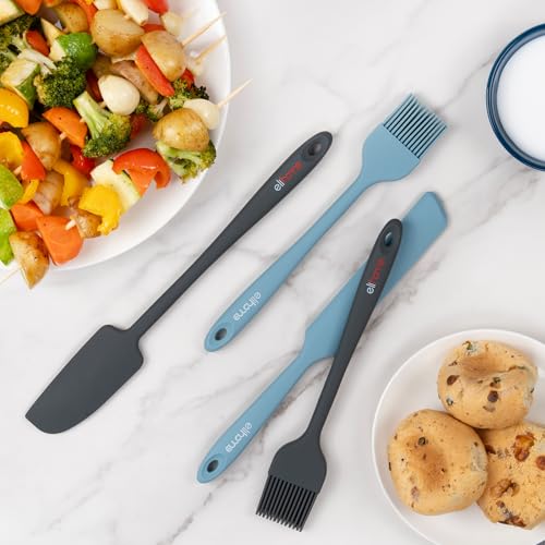 Elihome Mini Silicone Basting Pastry Brush, Cooking Brush for Oil Sauce Butter Marinades, Food Brushes for BBQ Grill Kitchen Baking, Baster Brushes Food Grade, Slate Teal Grey - color: Slate Teal Grey