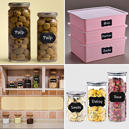 Wisdompro 190 Pcs Chalkboard Labels, Waterproof Blackboard Stickers | Multiple Sizes, Durable Vinyl, Reusable, Removable, for Storage Bins, Food Container, Mason Jars, Bottles - size: Small, Medium