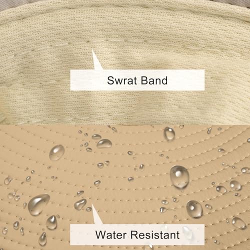 Sun Hats for Men Women Fishing Hat UPF 50+ Breathable Wide Brim Summer UV Protection Hat - color: 1pack-khaki