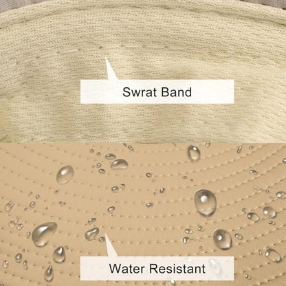 Sun Hats for Men Women Fishing Hat UPF 50+ Breathable Wide Brim Summer UV Protection Hat - color: 1pack-khaki