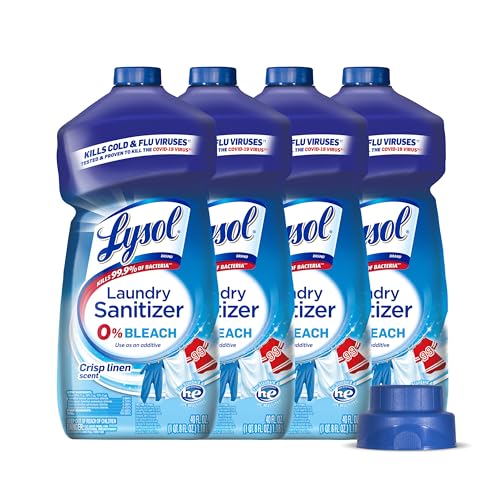 Lysol Disinfectant Laundry Sanitizer, Laundry Detergent Additive, Color Safe Bleach Alternative, Laundry Odor Eliminator, Kills Bacteria & Viruses, Crisp Linen Scent, 40 fl oz (pack of 4) - size: 40 Fl Oz (Pack of 4)
