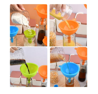 3 PCS Silicone Wide Mouth Funnel Food Funnels Flexible Condiment Sauce Canning Set for Jars Jam Spice Filling Bottles Liquid Oil and Powder
