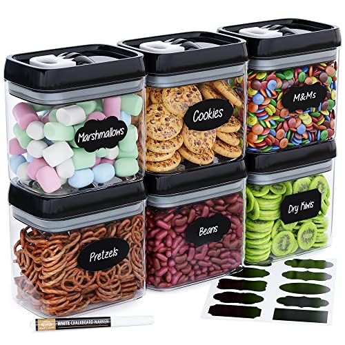 Chef's Path - Airtight Storage Boxes Set - 10 Labels and Markers - Kitchen and Pantry Storage - BPA Free - Plastic Storage Boxes with Upgraded Lids (6 Pieces - 1.5L) - color: Transparent/Green