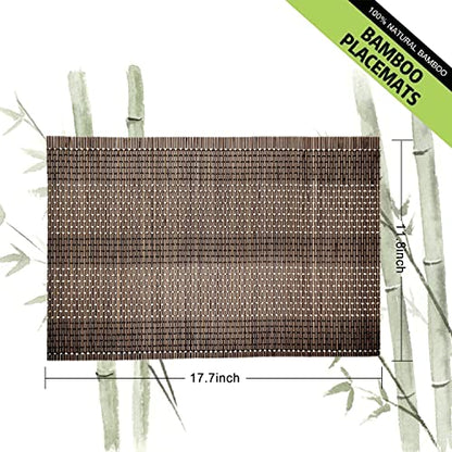 Set of 8 Pcs Bamboo Placemats Natural Anti-Slip Bamboo Placemats Washable Heat-Resistant Table Mats for Dining Room and Kitchen(Coffee+White+Black) - color: Coffee+white+black, size: Set of 8 Placemat 17.7 x 11.8 inch