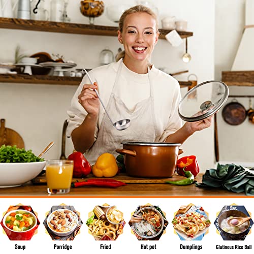 Cunhill 5 Pcs Soup Ladles Stainless Steel Serving Ladles with Long Handle for Serving, Cooking, Stirring, Portioning Kitchen Restaurant Accessories(4 oz) - size: 4 oz