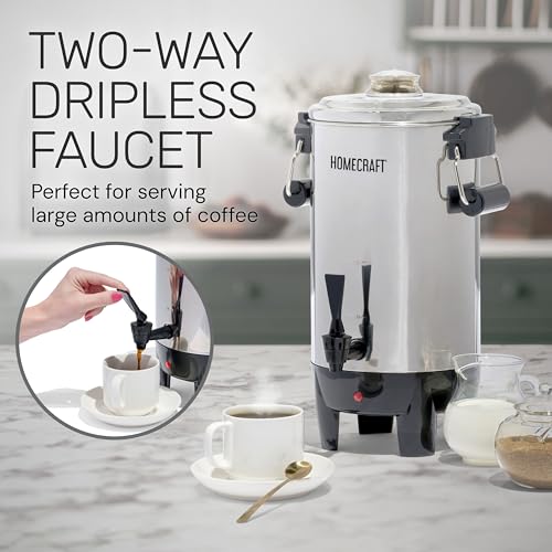30 Cup Coffee Urn - Quick-Brewing Stainless Steel Double-Faucet - Perfect For Espresso, Hot Water, Tea, Hot Chocolate - Stainless Steel - style: 30 Cup
