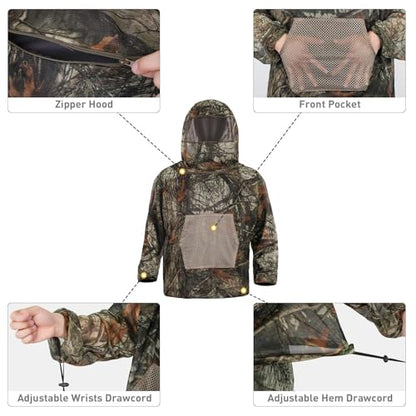 Mosquito Suits Net Bug Pants Jacket Hood Sets Ultra-fine Mesh Outdoor Fishing Hiking, Camping and Gardening - size: XL/XXL(175CM-185CM)