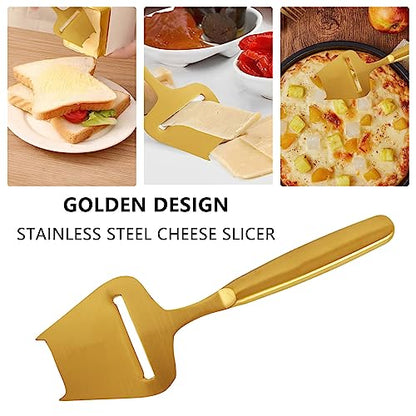 Cheese Slicer Golden Stainless Steel Cheese Cutters for Block Cheese, Cortador de queso, Handheld Plane Cheese Knife for Semi-Hard Cheese, Gold
