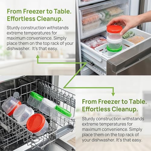 EONJOE 4oz Airtight Plastic Food Storage Containers with Lids, 12pcs | Dishwasher safe ,Freezer safe ,BPA free,Reusable,Round jars ,Perfect for salad dressing sauce lunch to go - size: 4oz