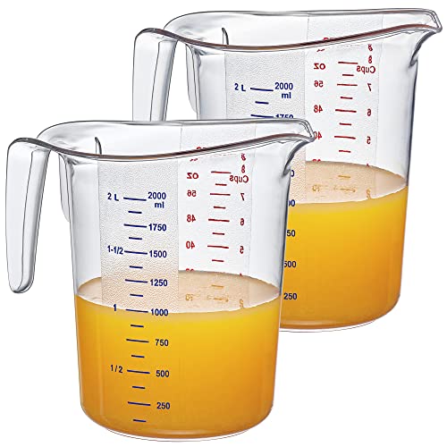 Amazing Abby - Melissa - 64-Ounce Plastic Measuring Pitcher (2-Pack), 8-Cup (2-Quart) Food-Grade Measuring Jug, Unbreakable, Stackable, Dishwasher-Safe, Great for Oil, Vinegar, Flour, and More - style: 2-Pack