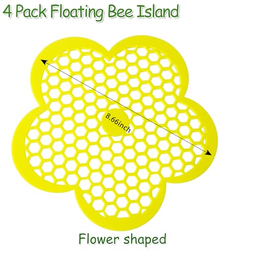 4PCS Bee Watering Station for Garden, 8.66 Inch Flower Floating Bee Island | EVA Foam Butterfly Bee Water Feeder, Floating Bee Waterer Station, Bee Hydration for Bird Bath, Pond, Patio, Outdoor Garden
