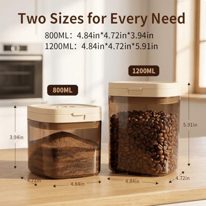 Airtight Food Storage Container with Magnetic Scoop & Built-in Leveler, 800ML Coffee Canister with Date Tracker, BPA Free UV Blocking Food Container for Coffee Beans, Ground Coffee, Tea, Sugar & Flour - color: 800ml