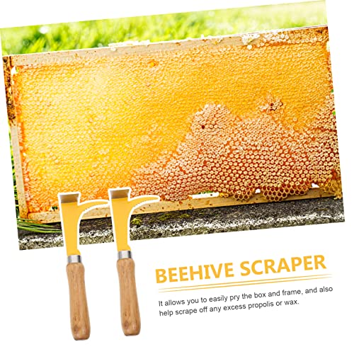 2pcs Bee Hive Scraping Tools Wooden Handle Bee Honey Cutters Beekeeping Tool