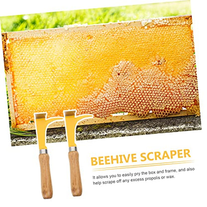 2pcs Bee Hive Scraping Tools Wooden Handle Bee Honey Cutters Beekeeping Tool
