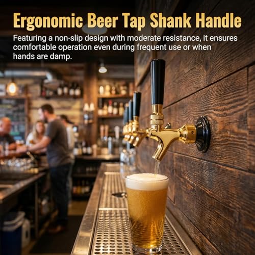 Draft Beer Shank Faucet Kit, 3Ft Beer Faucet Shank Self-Closing Golden Beer Tap Faucet, Kegerator Parts Wrench Barb Connector Tap Brush for Homebrew