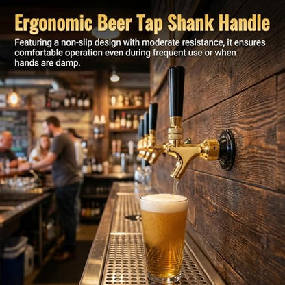 Draft Beer Shank Faucet Kit, 3Ft Beer Faucet Shank Self-Closing Golden Beer Tap Faucet, Kegerator Parts Wrench Barb Connector Tap Brush for Homebrew