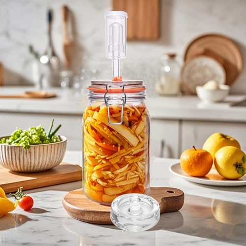 Fermentation Kit,1.5 Liter Fermentation Jar with Fermenting Weights and Airlocks,Large Pickle Jar for Sauerkraut,Pickling
