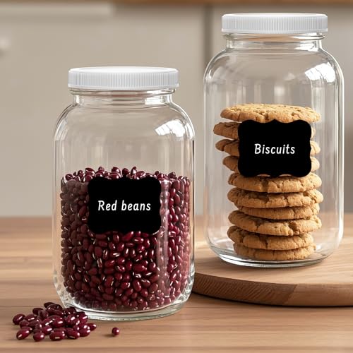 Cyclemore 2 Pack 1 Gallon Clear Glass Jar with Airtight Leakproof Plastic Lid, BPA-Free Dishwasher Safe Wide Mouth Jar for Fermenting, Kombucha, Kefir, Canning, Sun Tea and Food Storage