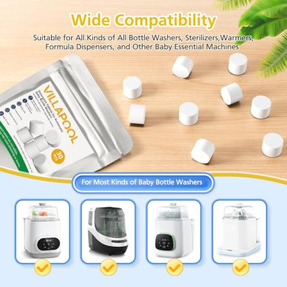180 Detergent Soap Tablets For All Brands Baby Bottle Washers, Compatible with Baby Brezza Grownsy Momcozy Papablic Washer, Effective Cleaning & Gentle Formula, 3-Month Supply