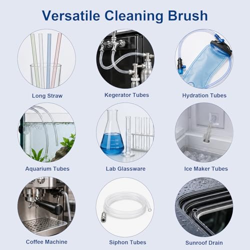 40 Inches 4-Pack Extra Long Cleaner Brush Set, Stainless Steel Pipe Cleaner Brushes for Straws, Kegerator Tubes, Siphon Hoses, Feeding Tubes, Sunroof Drains, Ice Maker Hoses, and More