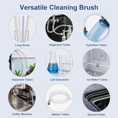 40 Inches 4-Pack Extra Long Cleaner Brush Set, Stainless Steel Pipe Cleaner Brushes for Straws, Kegerator Tubes, Siphon Hoses, Feeding Tubes, Sunroof Drains, Ice Maker Hoses, and More